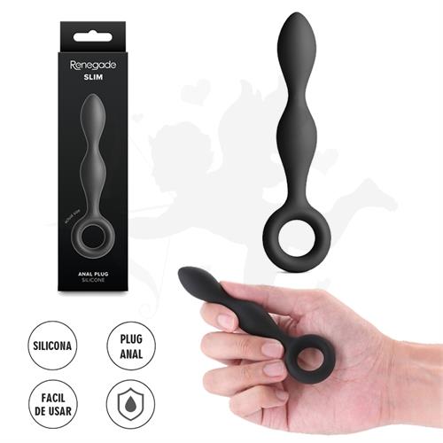Slim dilatador anal de silicona con anillo extractor